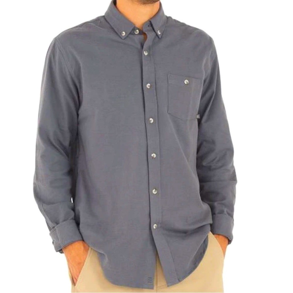 Free Fly grey blue Bamboo flannel size Small